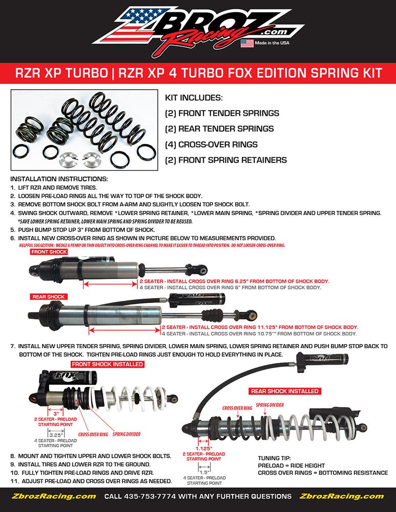 RZR XP 1000/TURBO Spring Kits by ZBROZ - Image 3